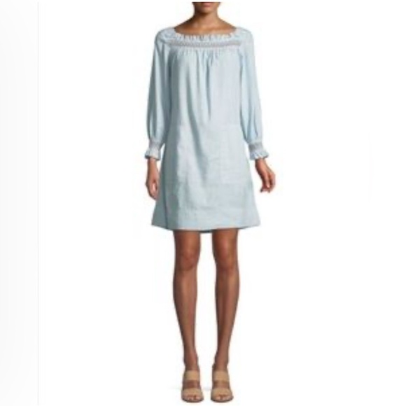 M.i.h Jeans Linen-Blend Off the Shoulder Dress - Picture 1 of 10